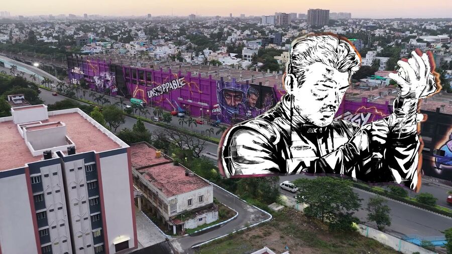 Close-up of the portrait section of the Campa Energy mural