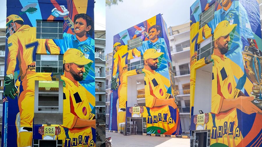 Chepauk Stadium mural by 108 Collective (view 1)