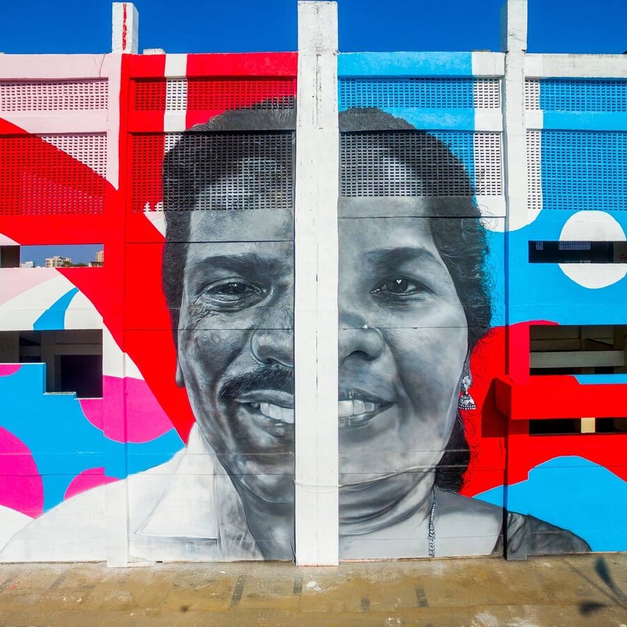 India's longest wall mural mural by 108 Collective, painted for tansacs (view 1)