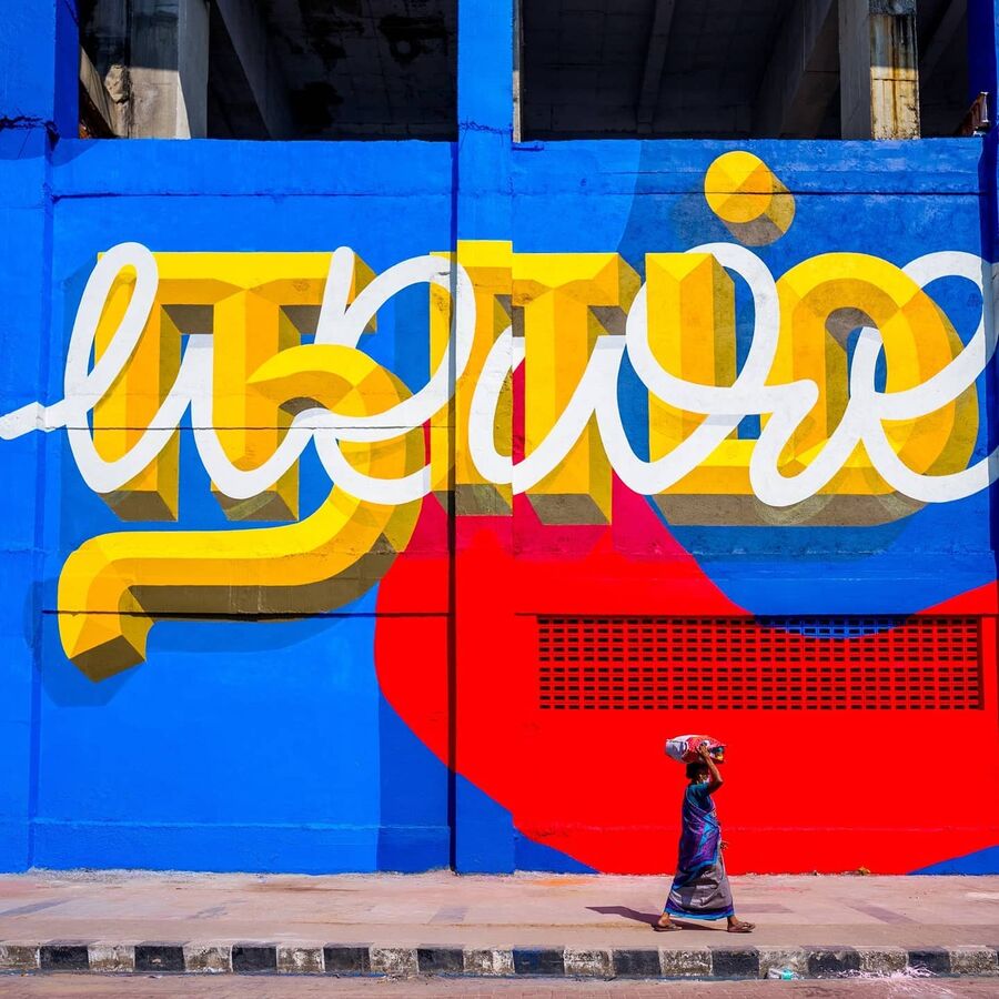 India's longest wall mural mural by 108 Collective, painted for tansacs (view 2)