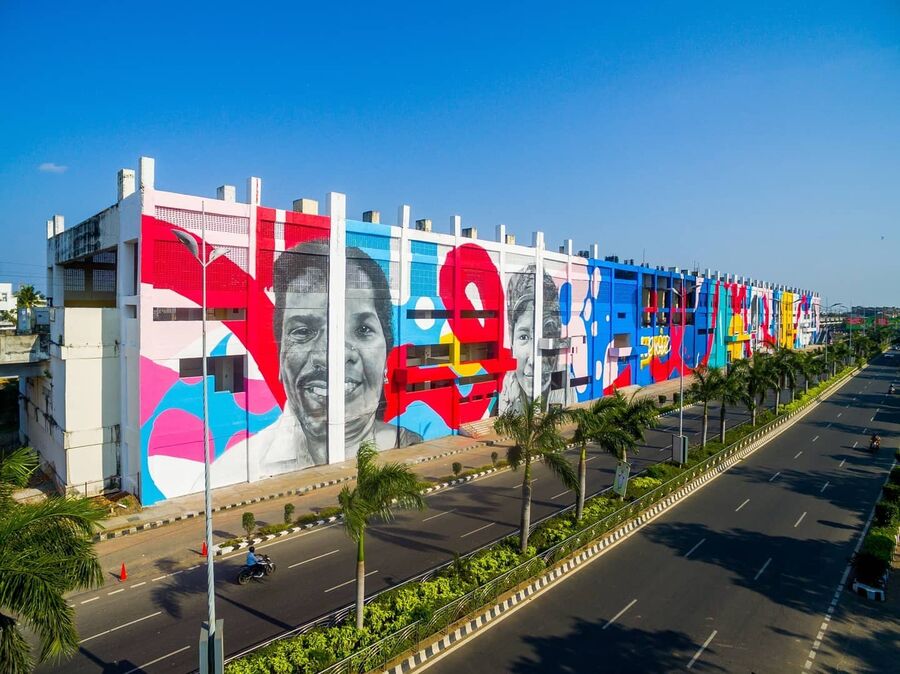 India's longest wall mural mural by 108 Collective, painted for tansacs (view 3)