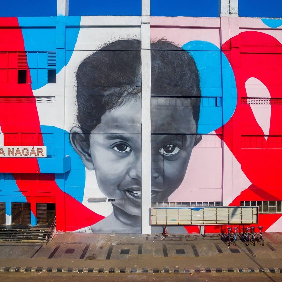 India's longest wall mural mural by 108 Collective, painted for tansacs (view 4)