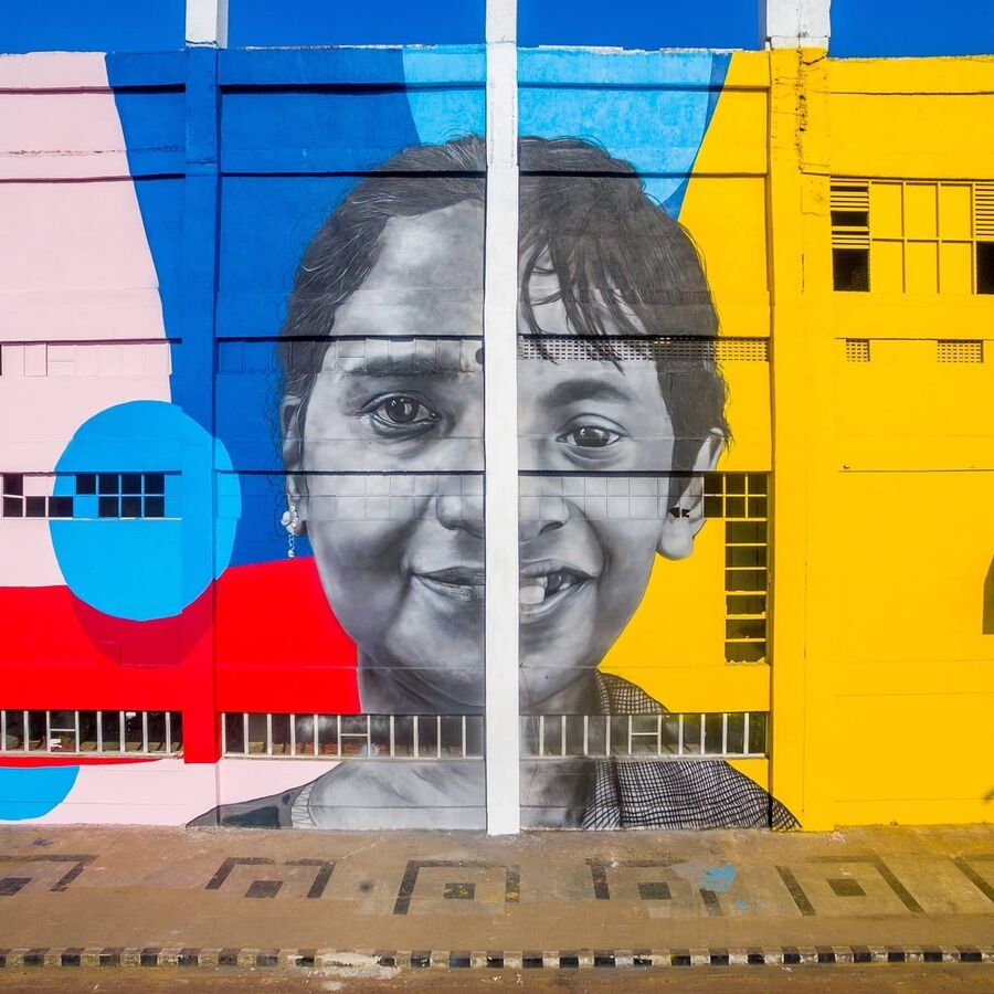 India's longest wall mural mural by 108 Collective, painted for tansacs (view 5)