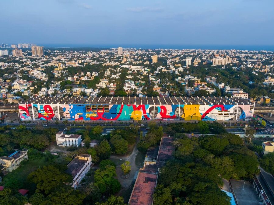 India's longest wall mural mural by 108 Collective, painted for tansacs (view 7)