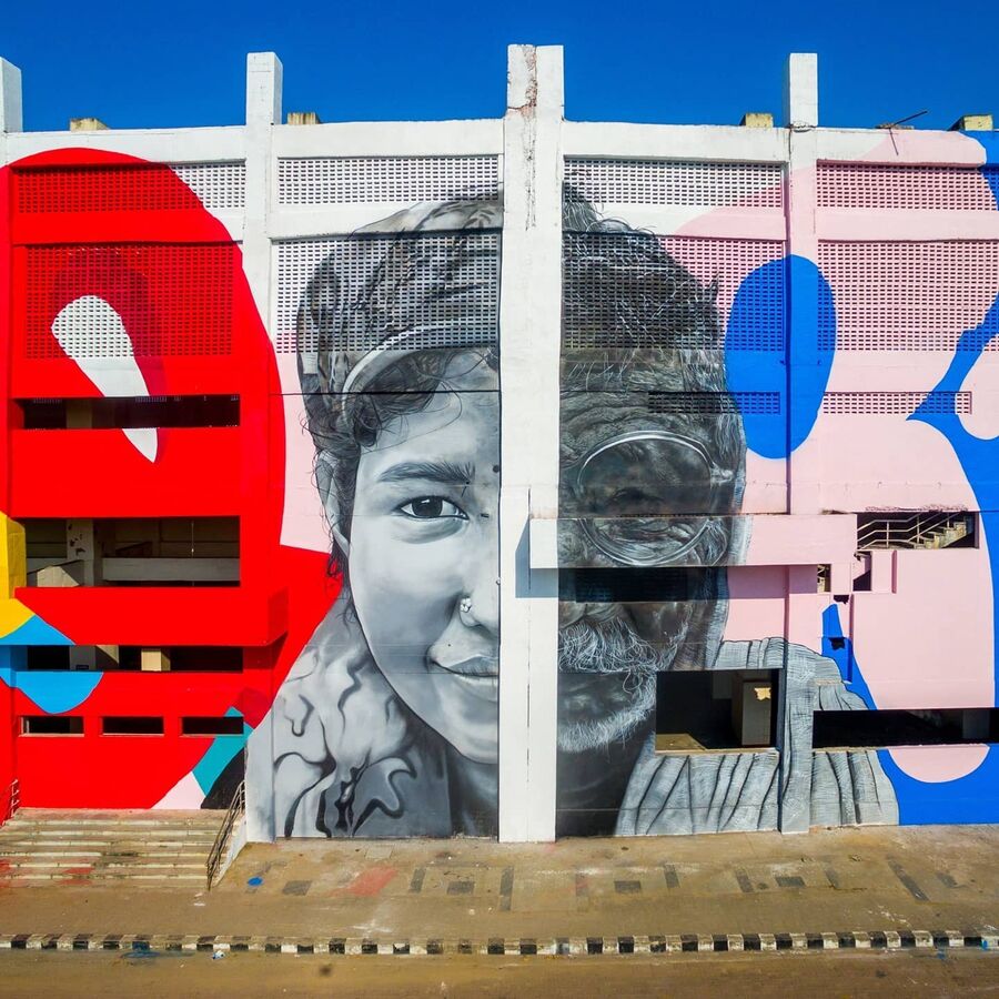 India's longest wall mural mural by 108 Collective, painted for tansacs (view 8)