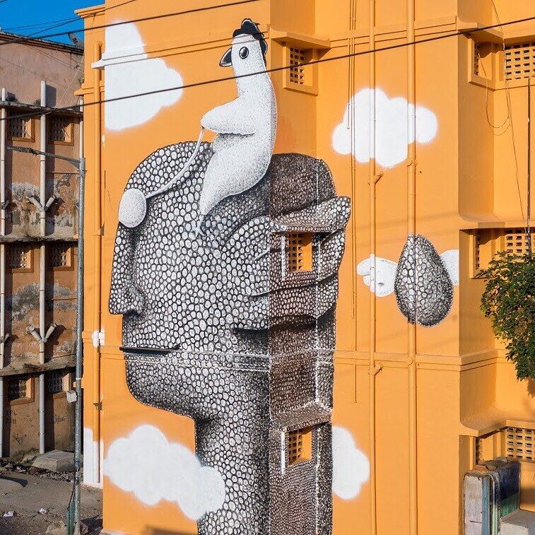 Kannagi Nagar Art District mural by 108 Collective, painted for kudisai matru variyam and st+art (view 2)