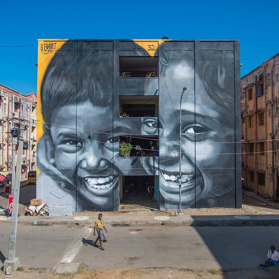 Kannagi Nagar Art District mural by 108 Collective, painted for kudisai matru variyam and st+art (view 4)