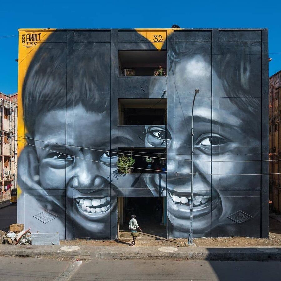 Kannagi Nagar Art District mural by 108 Collective, painted for kudisai matru variyam and st+art (view 5)
