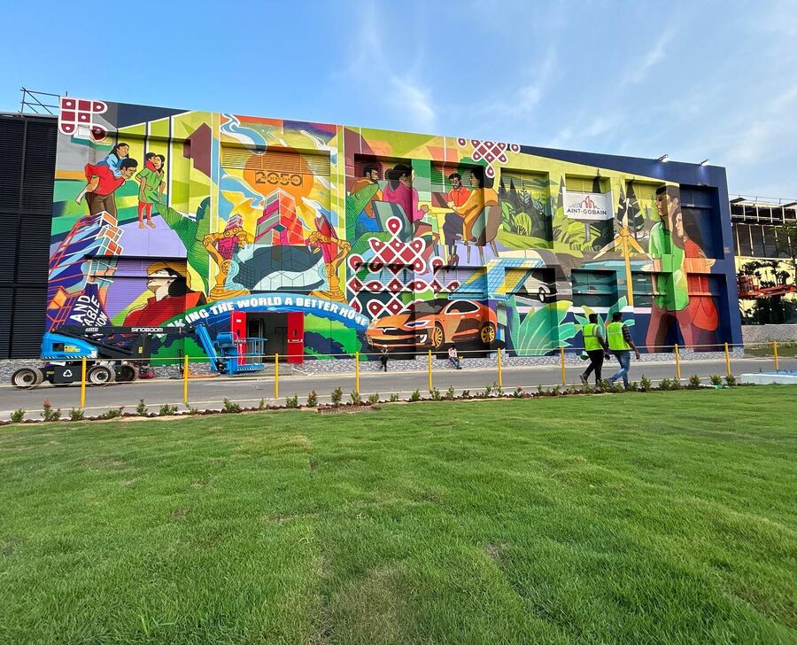 Saint Gobain Factory mural by 108 Collective (view 1)